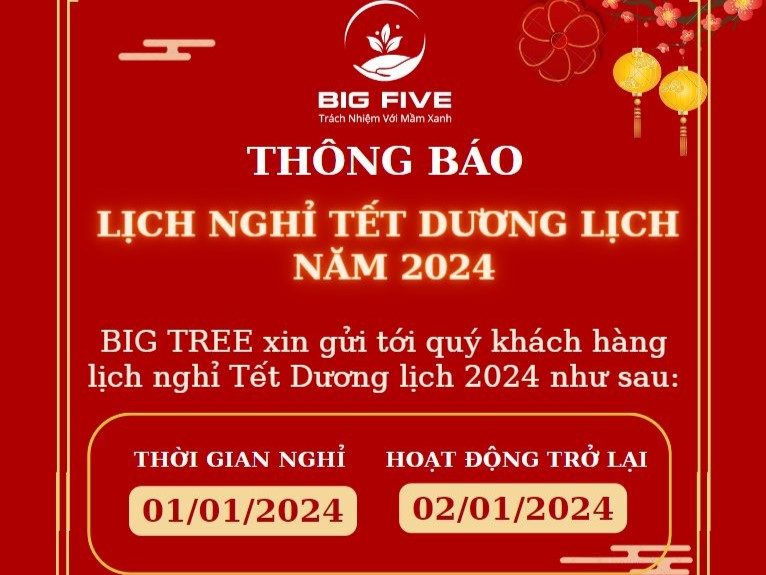 THÔNG BÁO LỊCH NGHỈ TẾT DƯƠNG LỊCH 2024