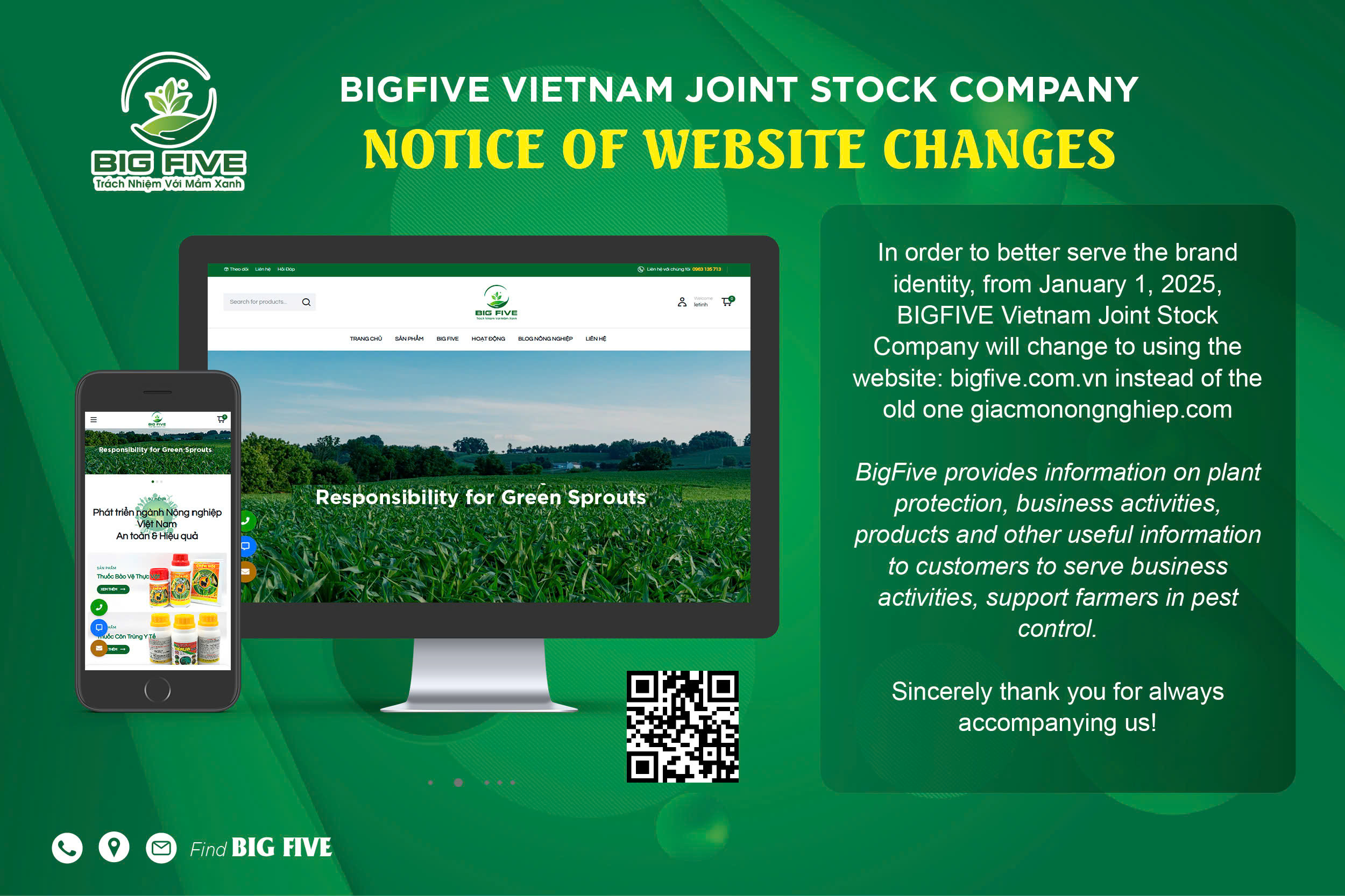 Thông Báo Về Việc Thay Đổi Website Công Ty